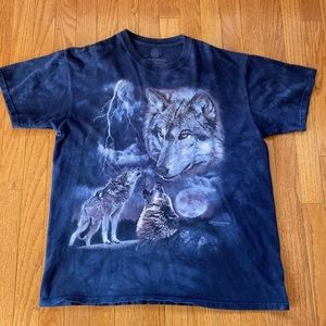 the Mountain Howling Wolves T Shirt Moon Lightning 2015 Blue